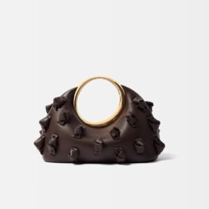 Sac demi-lune à poignée dorée